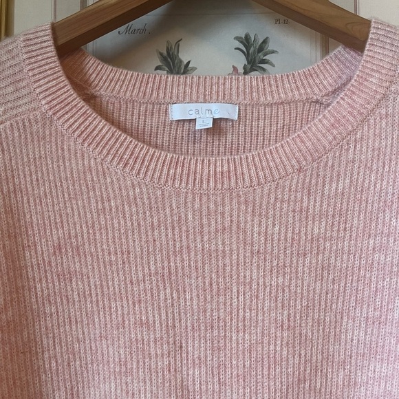 JOHNNY WAS CALME Cashmere Ribbed Pullover Sweater Blush Large - Picture 9 of 12